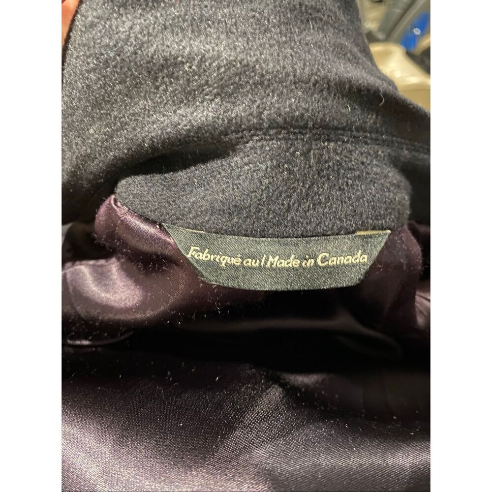 Stollery’s unisex 100% cashmere long dark blue trench coat with burgundy lining. - Picture 12 of 12